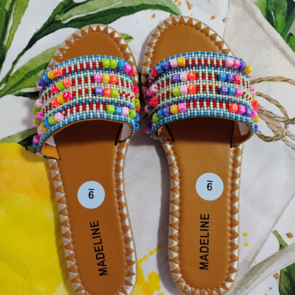 Madeline Pink and Purple Sandals with Beaded Design